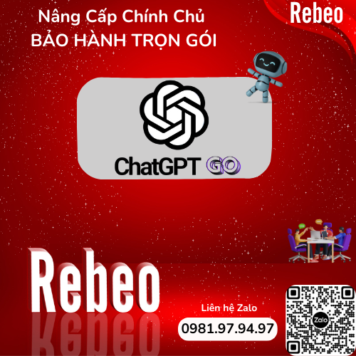 Nâng Cấp Chính Chủ ChatGPT GO 12 Tháng, Tài Khoản Dùng Riêng - REBEO Shop