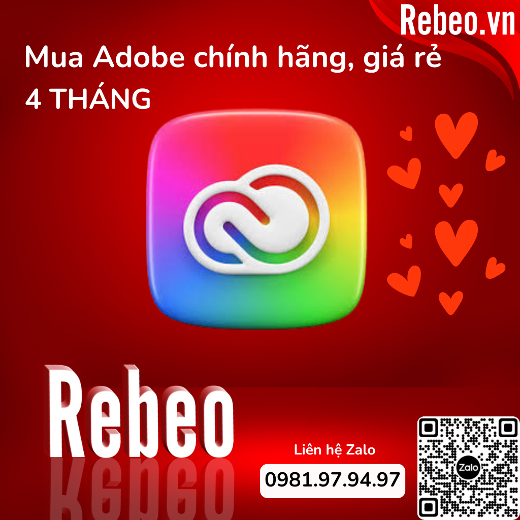 Tài khoản Adobe Full App 4 Tháng 100 GB Cloud - 4.000 Credits AI Generative - REBEO Shop